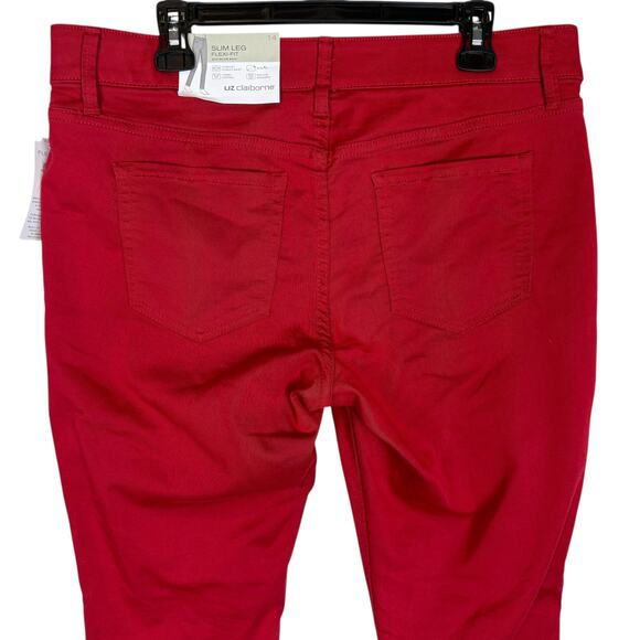 Liz Claiborne Jeans Womens 14 Red Denim Flex-Fit Classic Slim Skinny Leg Zip Fly - Picture 5 of 13